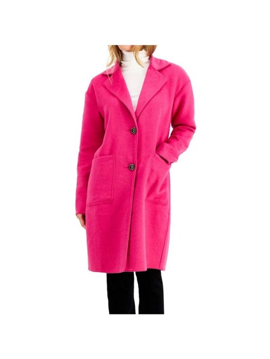 Charter Club Jackets & Blazers - NWOT Charter Club Womens Pink Wool Blend Notch Collar Two-Button Coat M MEDIUM